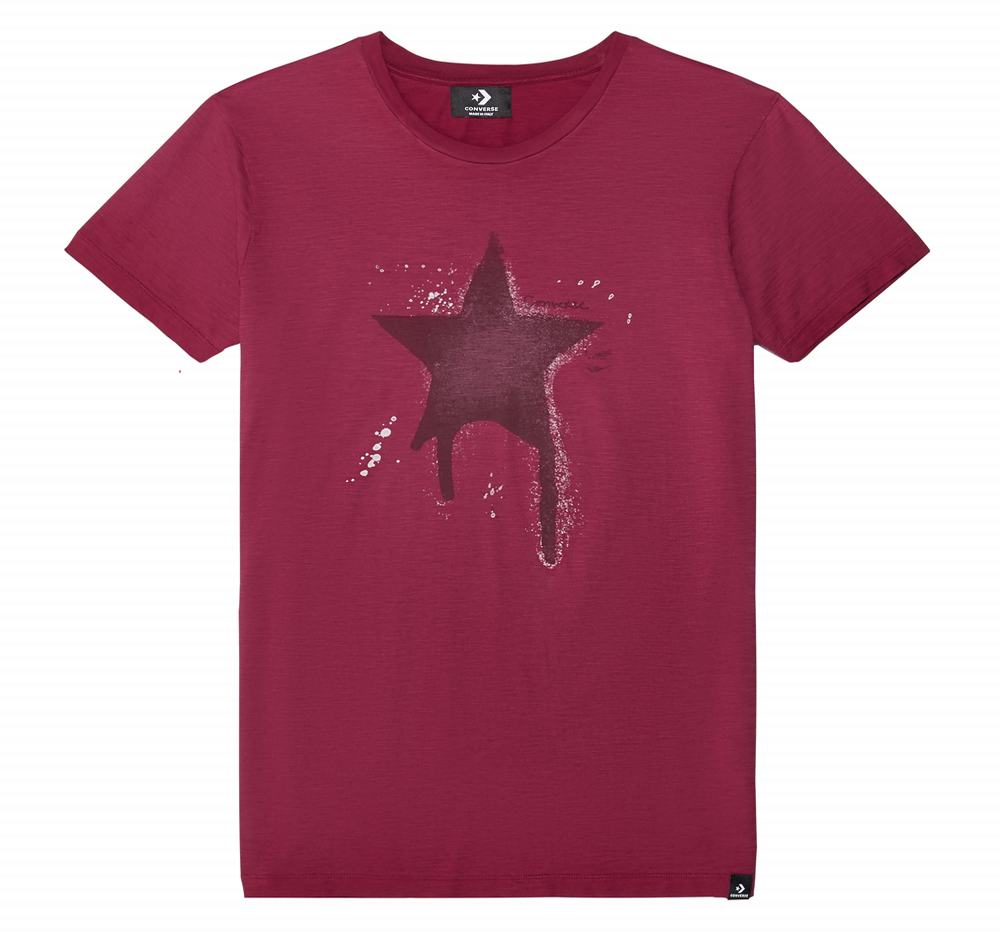 Camiseta Converse Distressed Faded Dye Homem Bordeaux 958214LTE